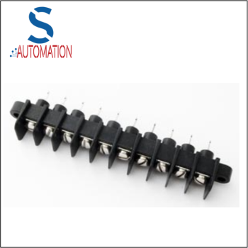 Barrier Terminal Block 10 way 20A  300V  Straight Pins  Black