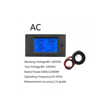 AC80-260V 0-100A 0-20A Digital Voltmeter Ammeter Power Energy Tester
