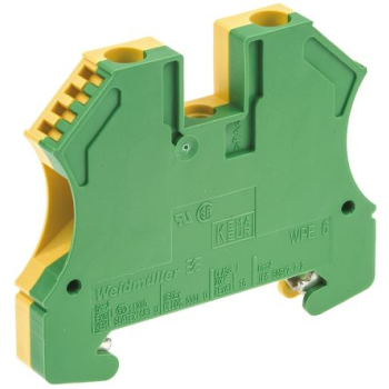 6 Splice terminal: rail; 6mm2; ways: 1; terminals: 2; yellow-green